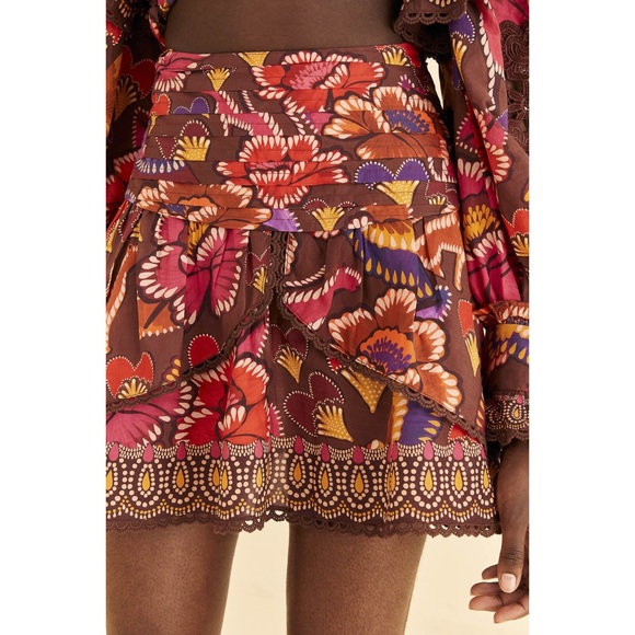 FARM Rio Brown Bright Flora Mini Skirt NWT SZ XL - Picture 5 of 16